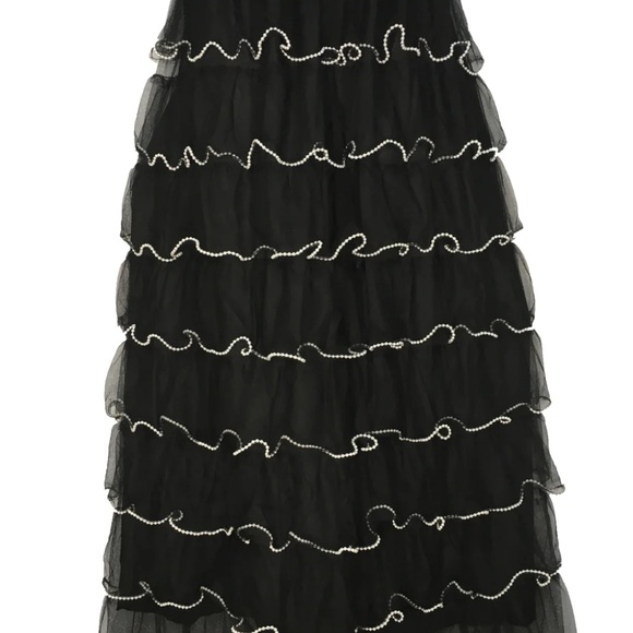 #A116   Nancy  Black Tiered Pearlcore Maxi Skirt mesh tulle NWT size M - Picture 2 of 6